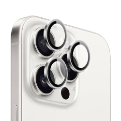 iPhone 16 Pro / 16 Pro Max Uyumlu Safir Seri Kamera Lens Koruyucu (Gümüş)