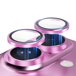 iPhone 16 / 16 Plus Uyumlu Alüminyum Seri Kamera Lens Koruyucu (Pembe)