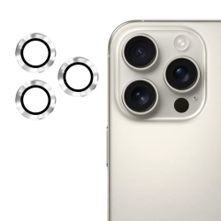iPhone 16 Pro / 16 Pro Max Uyumlu Alüminyum Seri Kamera Lens Koruyucu (Beyaz)