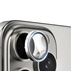 iPhone 16 Pro / 16 Pro Max Uyumlu Alüminyum Seri Kamera Lens Koruyucu (Gri)