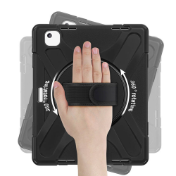 iPad Air 11 2024 Uyumlu Defender Standlı Zırhlı Silikon Tablet Kılıfı (Siyah)