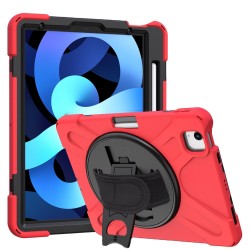 iPad Air 11 2024 Uyumlu Defender Standlı Zırhlı Silikon Tablet Kılıfı (Kırmızı)