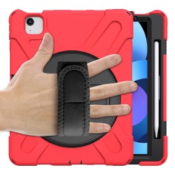 iPad Air 11 2024 Uyumlu Defender Standlı Zırhlı Silikon Tablet Kılıfı (Kırmızı)