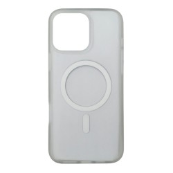 iPhone 16 Pro Max Lüks Mat Magsafe Uyumlu Manyetik Silikon Kılıf (Beyaz)