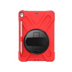 iPad Air 3 10.5 inc Uyumlu Defender Standlı Zırhlı Silikon Tablet Kılıfı (Kırmızı)