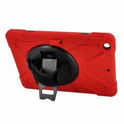 İPad 7-8-9 10.2 (2019,2020,2021) Uyumlu Defender Standlı Zırhlı Silikon Tablet Kılıfı (Kırmızı)