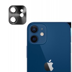 iPhone 12 Mini / İphone 11 Uyumlu Metalik Seri Kamera Lens Koruyucu (Siyah)
