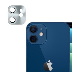 iPhone 12 Mini / İphone 11 Uyumlu Metalik Seri Kamera Lens Koruyucu (Gümüş)