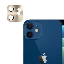 iPhone 12 Mini / İphone 11 Uyumlu Metalik Seri Kamera Lens Koruyucu (Gold)