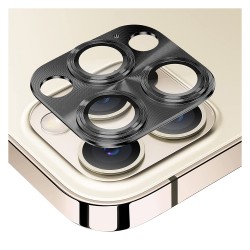 iPhone 12 Pro Uyumlu Metalik Seri Kamera Lens Koruyucu (Siyah)