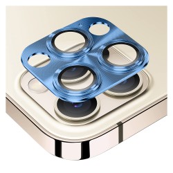iPhone 12 Pro Max Uyumlu Metalik Seri Kamera Lens Koruyucu (Mavi)