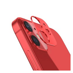 iPhone 12 Mini / İphone 11 Uyumlu Metalik Seri Kamera Lens Koruyucu (Kırmızı)