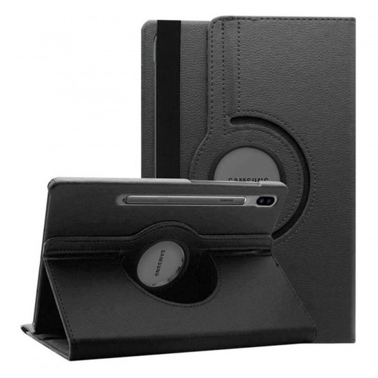 Samsung Galaxy Tab S7 FE SM-T733 12.4 360 Dönen Standlı Kapaklı Kılıf (Siyah)