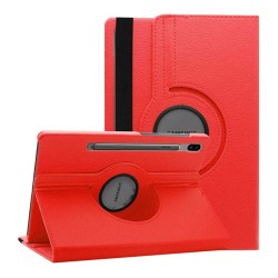 Samsung Galaxy Tab S7 FE SM-T733 12.4 360 Dönen Standlı Kapaklı Kılıf (Kırmızı)
