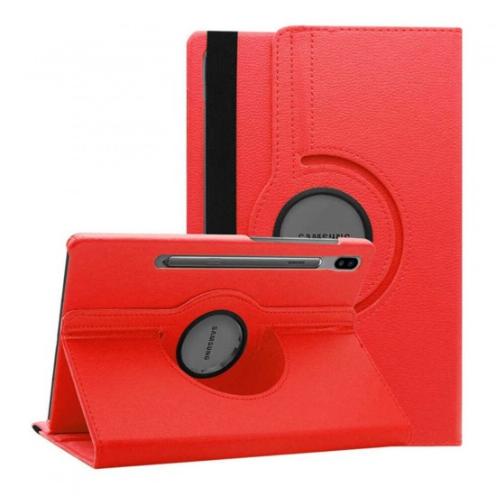 Samsung Galaxy Tab S7 FE SM-T733 12.4 360 Dönen Standlı Kapaklı Kılıf (Kırmızı)