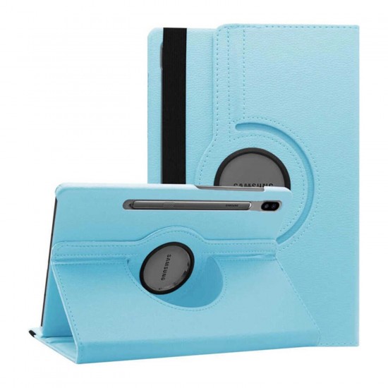 Samsung Galaxy Tab S7 FE SM-T733 12.4 360 Dönen Standlı Kapaklı Kılıf (Mavi)