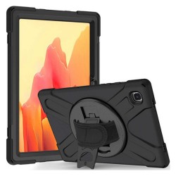 Samsung Galaxy Tab A7 10.4 SM-T500-T505-T507 Defender Standlı Zırhlı Silikon Tablet Kılıfı (Siyah)