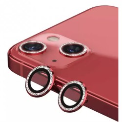 iPhone 14 / 14 Plus Uyumlu Kristal Taşlı Kamera Lens Koruyucu (Kırmızı)