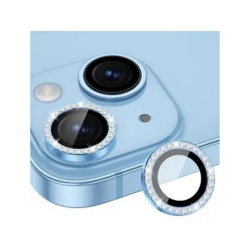 iPhone 14 / 14 Plus Uyumlu Kristal Taşlı Kamera Lens Koruyucu (Mavi)