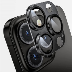 iPhone 14 Pro / 14 Pro Max Uyumlu Metalik Seri Kamera Lens Koruyucu (Siyah)