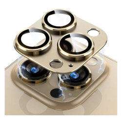 iPhone 14 Pro / 14 Pro Max Uyumlu Metalik Seri Kamera Lens Koruyucu (Gold)