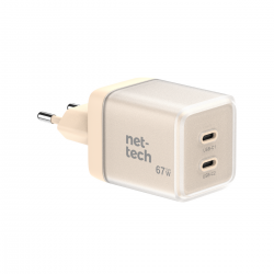 Nettech NT-HCH12 PD+QC GaNPrime 67W Şarj Aleti (Pembe) 