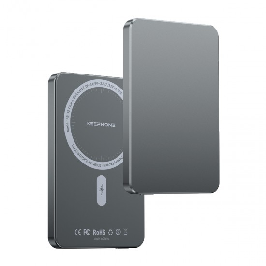 Keephone PB33 Lucci 5.000 mAh 20W Type-C 15W Kablosuz Şarj PD Magsafe Powerbank (Gri)