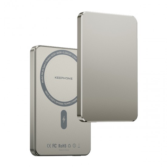 Keephone PB33 Lucci 5.000 mAh 20W Type-C 15W Kablosuz Şarj PD Magsafe Powerbank (Titanyum)
