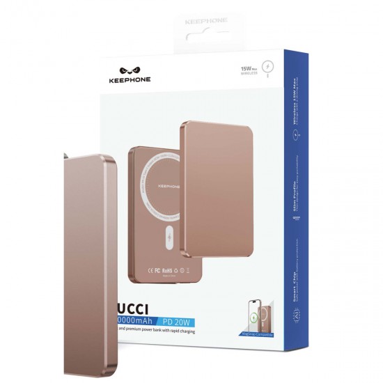 Keephone PB33 Lucci 5.000 mAh 20W Type-C 15W Kablosuz Şarj PD Magsafe Powerbank (Titanyum)