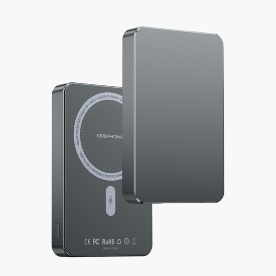 Keephone PB34 Lucci 10.000 mAh 20W Type-C 22.5W USB QC 15W Kablosuz Şarj PD Magsafe Powerbank (Koyu Gri)