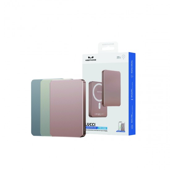 Keephone PB34 Lucci 10.000 mAh 20W Type-C 22.5W USB QC 15W Kablosuz Şarj PD Magsafe Powerbank (Turuncu)