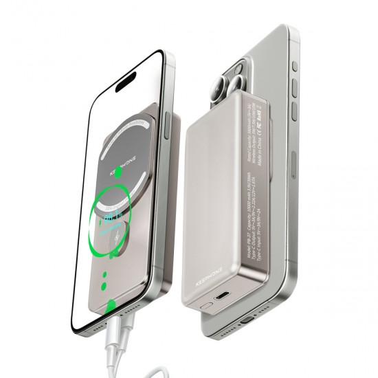 Keephone PB37 MagCube 10.000 mAh Type-C 20W PD Magsafe Destekli Powerbank (Çöl Titanyum)
