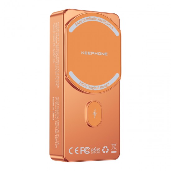 Keephone PB37 MagCube 10.000 mAh Type-C 20W PD Magsafe Destekli Powerbank (Turuncu)