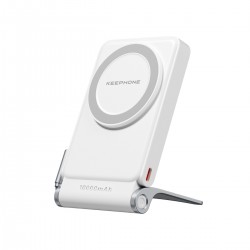Keephone PB45 Hotta 10.000 mAh 22.5W Dahili Type-C Kablolu 15W Kablosuz Şarj Destekli Standlı PD Magsafe Powerbank (Beyaz)