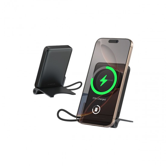 Keephone PB45 Hotta 10.000 mAh 22.5W Dahili Type-C Kablolu 15W Kablosuz Şarj Destekli Standlı PD Magsafe Powerbank (Beyaz)