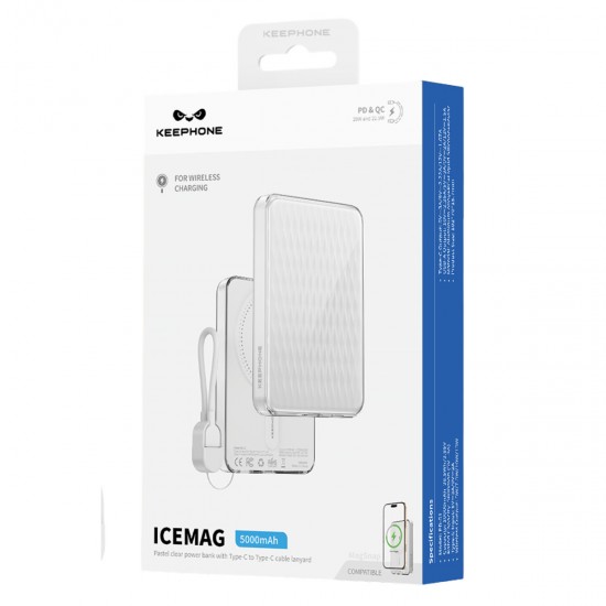 Keephone PB52 IceMag 5.000 mAh Type-C 20W PD Magsafe Destekli Powerbank (Pembe)