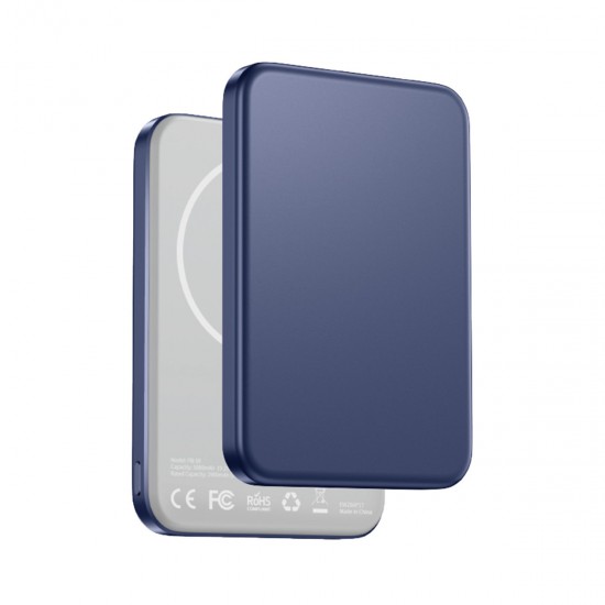 Keephone PB59 Glossey 5.000 mAh 20W Type-C ve 15W Kablosuz Şarj Destekli Magsafe Powerbank (Lacivert)