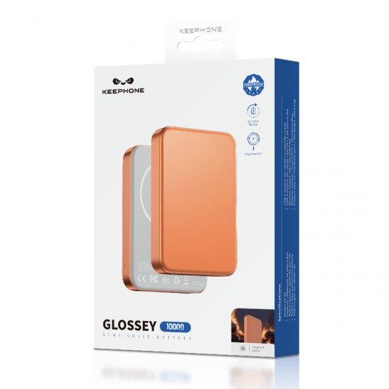 Keephone PB60 Glossey 10.000 mAh 22.5W USB 20W Type-C 15W Kablosuz Şarj Semi Solid Magsafe Powerbank (Titanyum Gri)