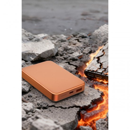 Keephone PB60 Glossey 10.000 mAh 22.5W USB 20W Type-C 15W Kablosuz Şarj Semi Solid Magsafe Powerbank (Turuncu)