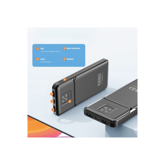 Earldom PB64 10.000 mAh 2 Adet 10W USB Çıkışlı Dijital Göstergeli Powerbank (Siyah)