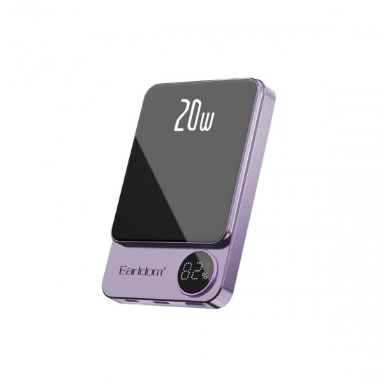 Earldom PD23 5.000 mAh 20W Kablosuz Şarjlı PD Hızlı Şarj Mini Powerbank (Mor)