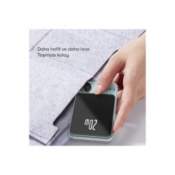 Earldom PD23 5.000 mAh 20W Kablosuz Şarjlı PD Hızlı Şarj Mini Powerbank (Mor)
