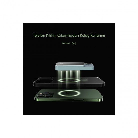 Earldom PD23 5.000 mAh 20W Kablosuz Şarjlı PD Hızlı Şarj Mini Powerbank (Mor)