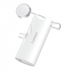 Earldom PD46 5.000 mAh 20W Dahili Type-C Çıkışlı Ekstra Dahili 2.5W Saat Şarj Kablolu PD Hızlı Şarj Mini Powerbank (Beyaz)