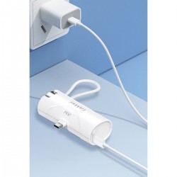 Earldom PD46 5.000 mAh 20W Dahili Type-C Çıkışlı Ekstra Dahili 2.5W Saat Şarj Kablolu PD Hızlı Şarj Mini Powerbank (Beyaz)