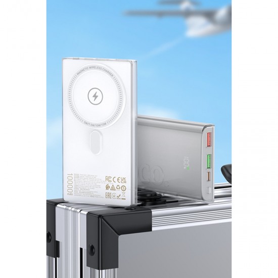 Hoco Q22 Taurus 22.5W PD 20W Magsafe Dijital Ekranlı Powerbank (Beyaz)