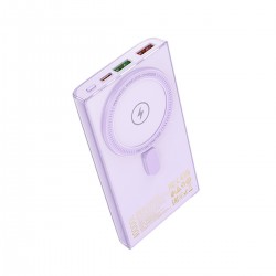 Hoco Q22 Taurus 22.5W PD 20W Magsafe Dijital Ekranlı Powerbank (Mor)