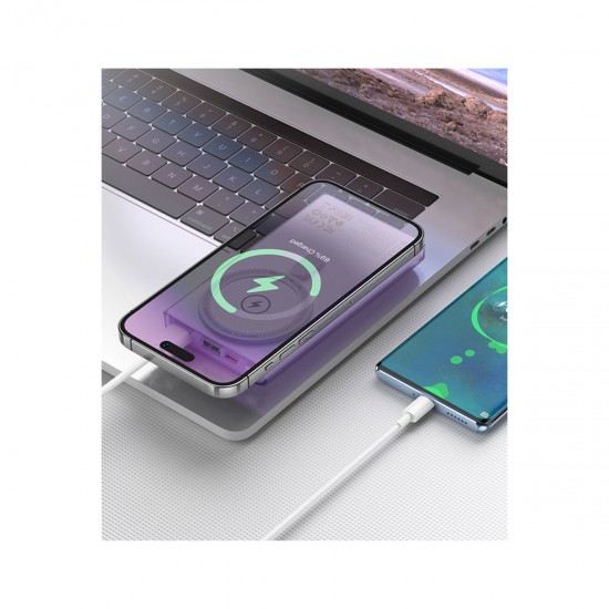 Hoco Q22 Taurus 22.5W PD 20W Magsafe Dijital Ekranlı Powerbank (Mor)