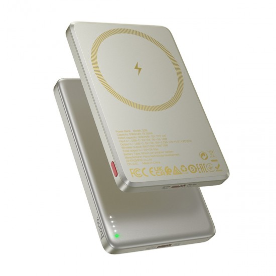 Hoco Q26 5.000mAh Ultra İnce Alüminyum MagSafe Powerbank (Gold)