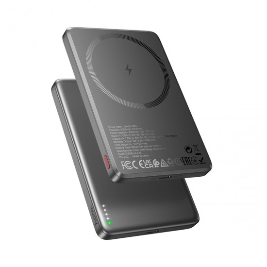Hoco Q26 5.000mAh Ultra İnce Alüminyum MagSafe Powerbank (Siyah)